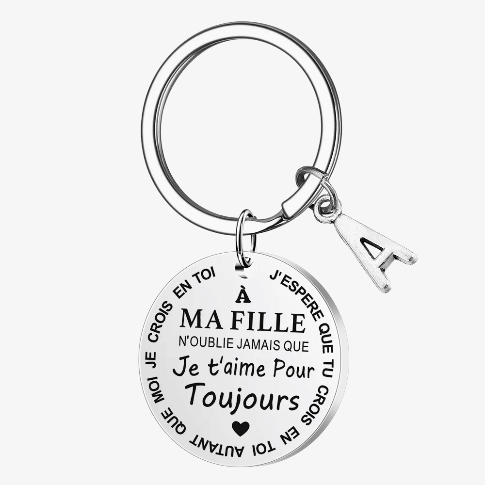 À MA FILLE - Porte-Clés Initiale & Message