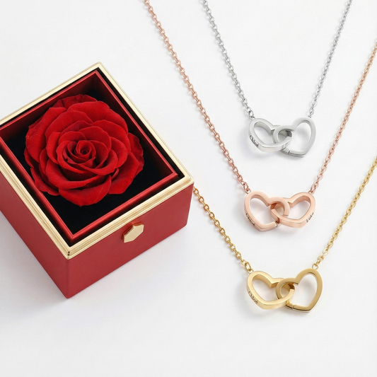 Coffret - Collier Personnalisé & Rose Éternelle