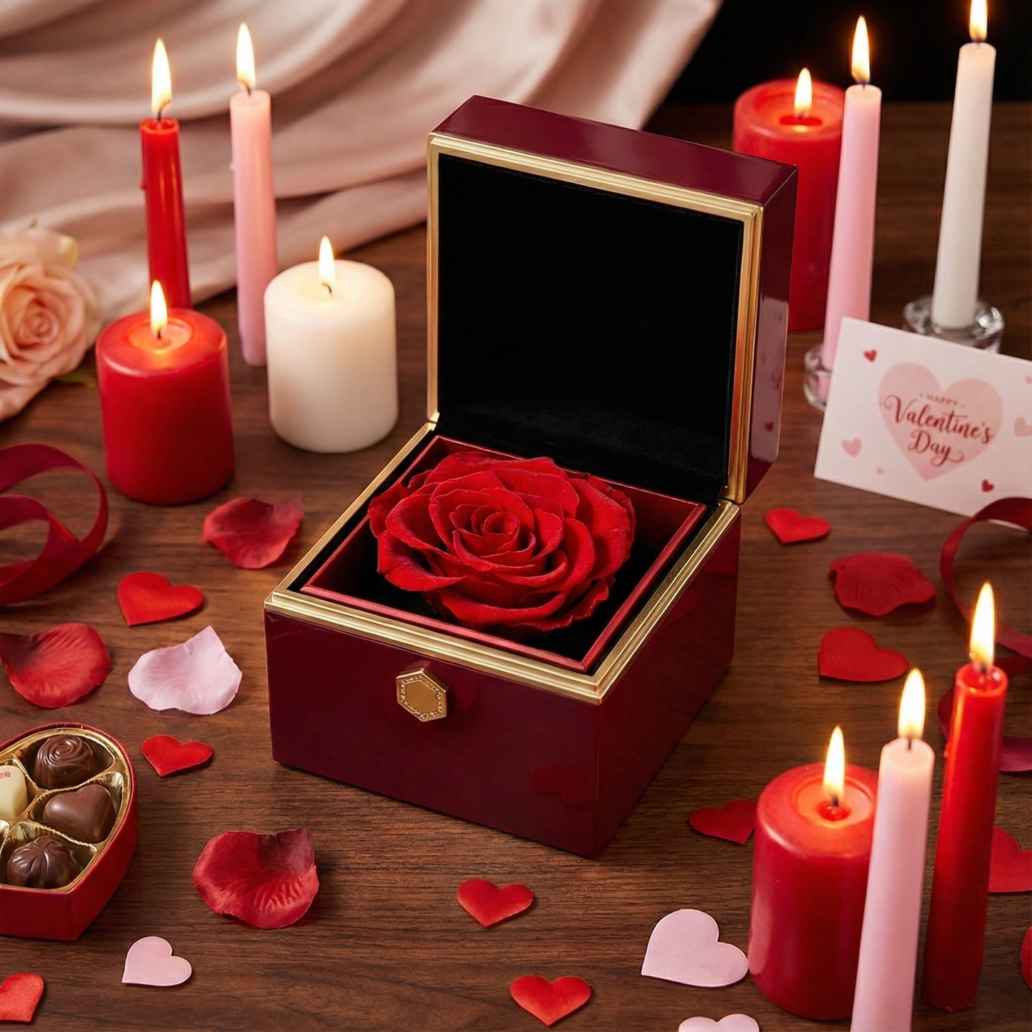 Coffret - Collier Personnalisé & Rose Éternelle