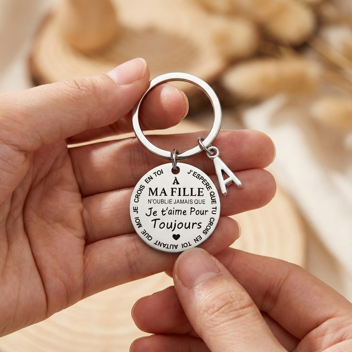 À MA FILLE - Porte-Clés Initiale & Message
