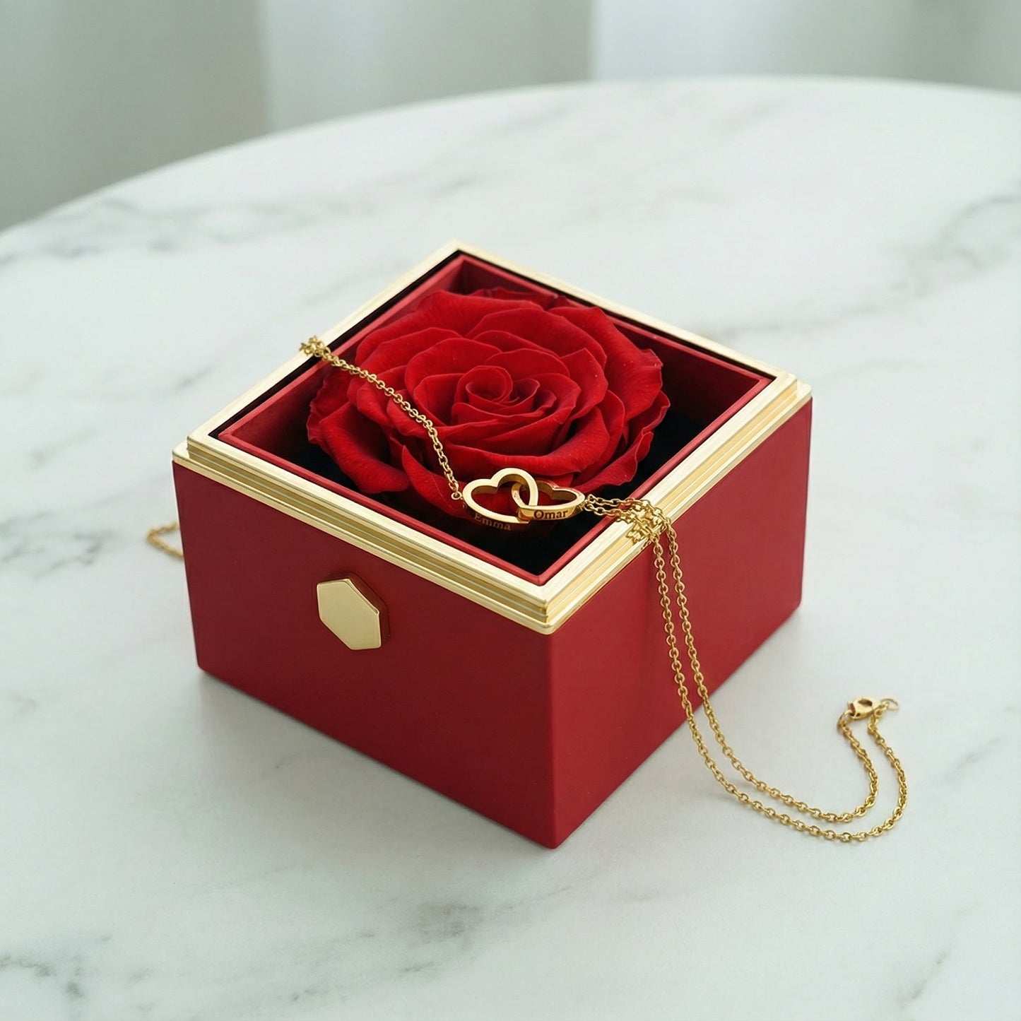 Coffret - Collier Personnalisé & Rose Éternelle