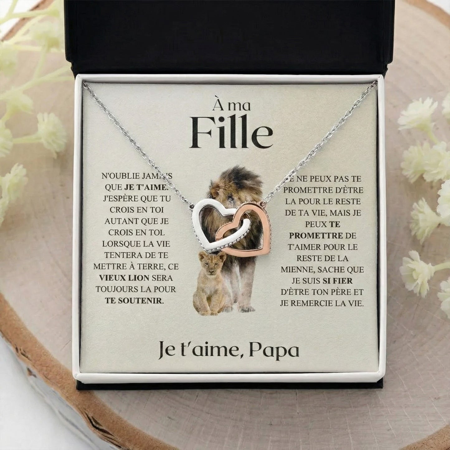 À MA FILLE - Collier & Message "Vieux Lion"